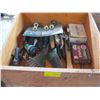 Image 1 : WOOD CRATE W/GARDEN SPRAYERS, SNIPS, GARDEN SHOVELS, ETC.