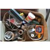 Image 2 : BOX OF MISC. TOOLS, WOOD FILLER, FIBRE INSULATED STAPLES, ETC.