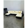 Image 1 : AS NEW FLOOR MODEL OUTDOOR 6 PIECE MODULAR SECTIONAL W/ BEIGE CUSHIONS  - RETAIL $1699  60" x 120"