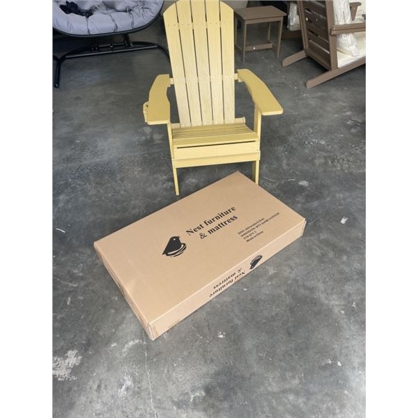 AS NEW FLOOR MODEL FOLDING ADIRONDACK CHAIR W/ CUP HOLDER - RETAIL $199