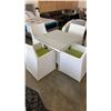 Image 1 : AS NEW FLOOR MODEL WHITE 5 PIECE OUTDOOR DINING TABLE W/ TEMPERED GLASS TOP, FULLY ASSEMABLED ALUMIN