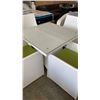Image 3 : AS NEW FLOOR MODEL WHITE 5 PIECE OUTDOOR DINING TABLE W/ TEMPERED GLASS TOP, FULLY ASSEMABLED ALUMIN