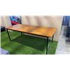 Image 1 : AS NEW FLOOR MODEL 114" TEAK TOP DINING TABLE W/ ALUMINUM BASE - RETAIL $1499