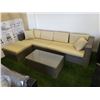 Image 2 : AS NEW FLOOR MODEL OUTDOOR SECTIONAL W/ GLASS TOP COFFEE TABLE - RETAIL $1899, ALL ALUMINUM FRAME, B