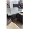 Image 3 : AS NEW FLOOR MODEL BROWN 5 PIECE OUTDOOR DINING TABLE W/ TEMPERED GLASS TOP, FULLY ASSEMABLED ALUMIN