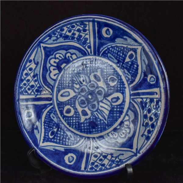 Mexican Blue and White Pottery Plate