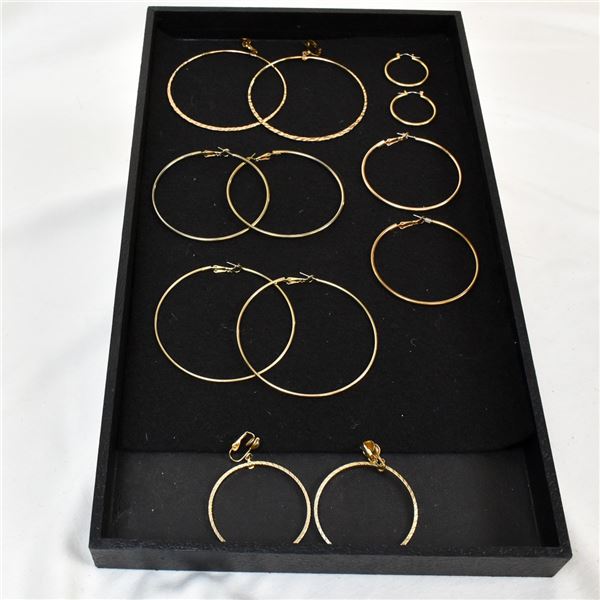 6 Pair Gold and Silver Hoop Earrings