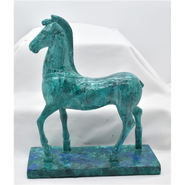 Hand Painted Turquoise Horse Sculpture by Kills Th