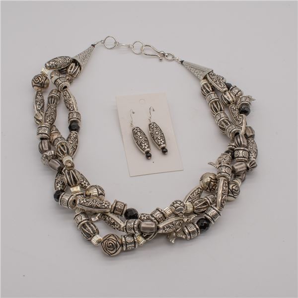 Triple Strand Beaded Handcrafted Jewelry Set