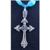 Image 3 : Blue Venetian Leaf Bead Choke Filigree Cross