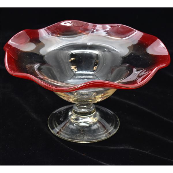 Amberina Viking Glass Footed Compote