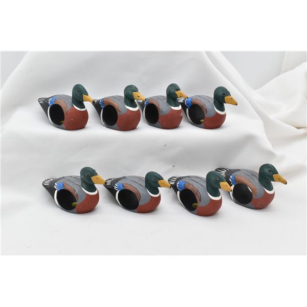 Set of 8 Handcrafted wooden Duck Napkin Rings