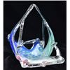 Image 2 : Art Glass Blue and Green Handled Crystal Dish