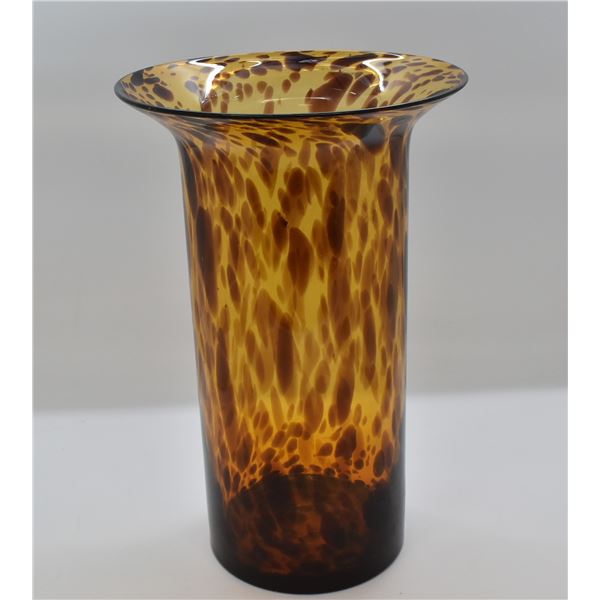 Tortoise Shall Tall Cylindrical Vase Hand Blown