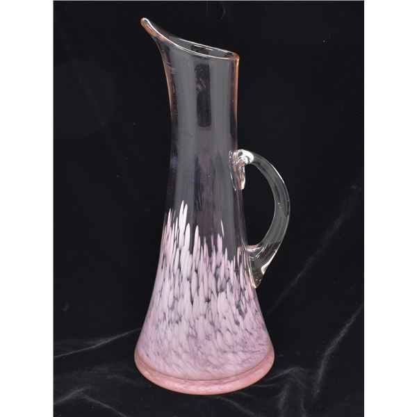 Hand Blown Murano Style Blush Pink Pitcher