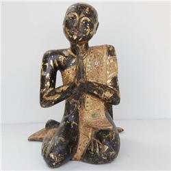 Large Gilded Buddhist Wood Monk Handcarved INVEST (CLB-102)