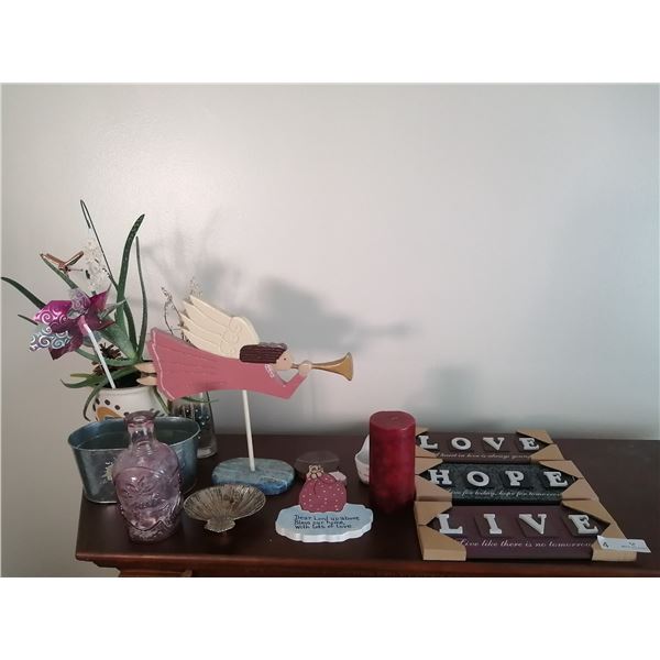 Assortment of Home Decor (Including a Live Succulent Plant)