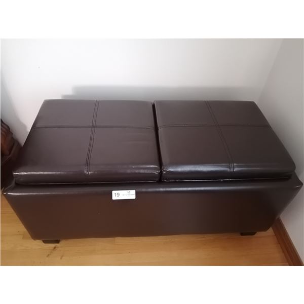 Leather-Style Ottoman w/ Reversible Cushions