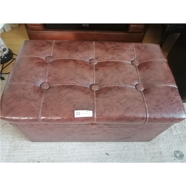 Vintage Brown Leather Storage Ottoman