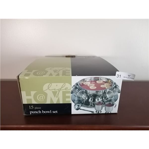 15 Piece Stainless Steel Punch Bowl (Brand New)