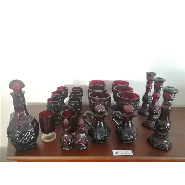 Beautiful Dark Red Glassware Set