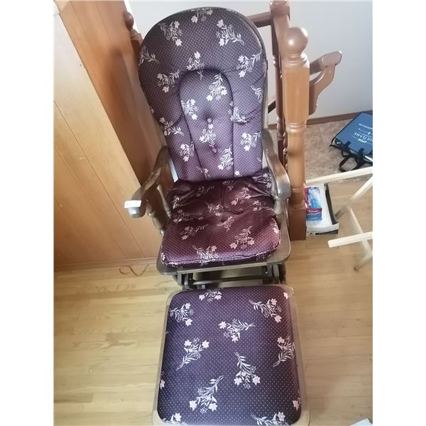 Upholstered Rocking Chair with Matching Sliding Footrest