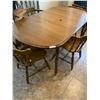 Image 2 : 5' Long x 3' Wide x 30" Tall Solid Wooden Table With Two Leaves and Four Chairs