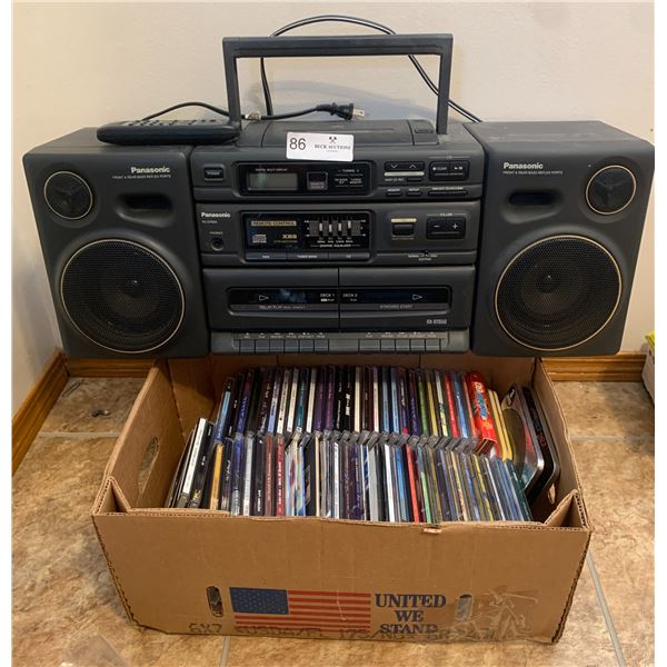 Ghetto Blaster Panasonic RX-DT650 With a Box of CD's Lot Tested and Works