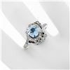 Image 3 : Art Deco 14k White Gold 1.45 ctw Round Aquamarine and Diamond Cocktail Ring
