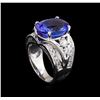 Image 4 : 8.75 ctw Tanzanite and Diamond Ring - 14KT White Gold