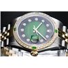 Image 9 : Rolex Mens 2 Tone Green Vignette VS Diamond 36MM Datejust Wristwatch
