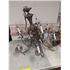 Image 1 : Group of assorted light fixtures - includes 4 Chandeliers/3 heavy duty spot lights & box of yellow l