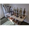 Image 2 : Large group of assorted light fixtures - includes mostly lamp shades/table lamps & wall scones