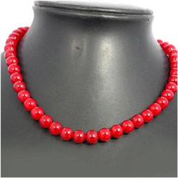 191.75ct Natural Red Jade Beads 15.5" (JEW-1257)