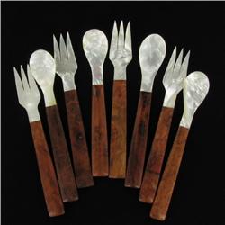 Mother of Pearl Rosewood Burl Fork Spoon Set (DEC-334)