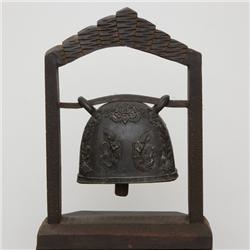 Large Bronze Temple Bell In Teak Stand (CLB-054)