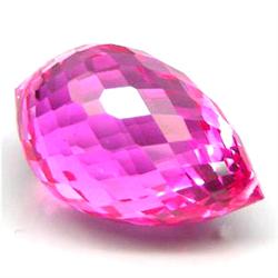 19.79ct Sparkle Briolette Drill Hot Pink Brazil Topaz FLAWLESS (GEM-11758)