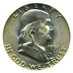 1951 Franklin Half Graded MS67 Great Golden Toning (COI-4595)