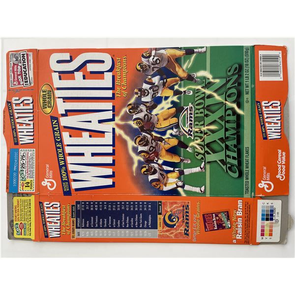 Rams Super Bowl XXXIV Champions Wheaties Cereal Box unsigned