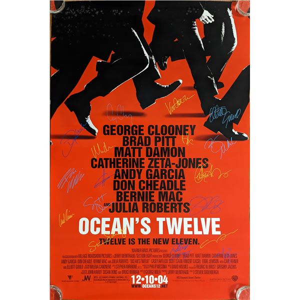 Oceans Twelve Cast Signed Movie Poster