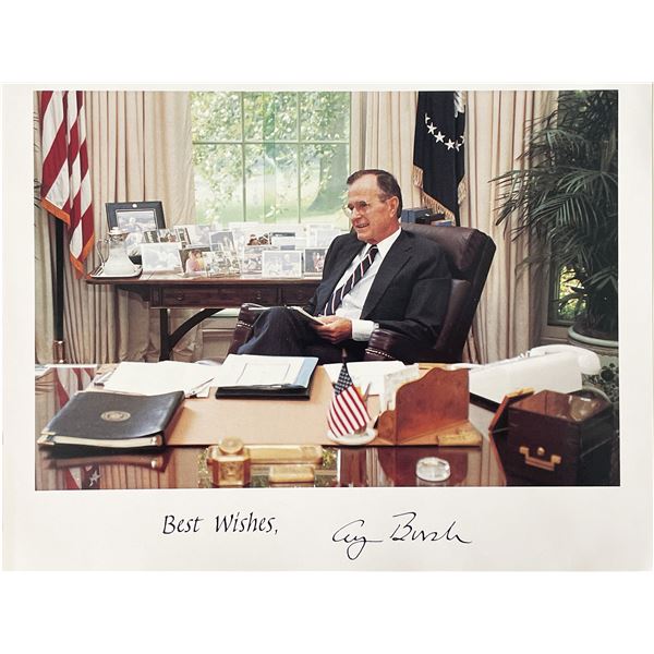 41st POTUS George H. W. Bush printed signature photo