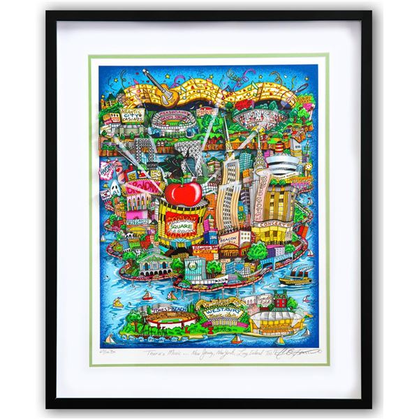 Charles Fazzino- 3D Construction Silkscreen Serigraph "There's Music... New Jersey, New York, Long I
