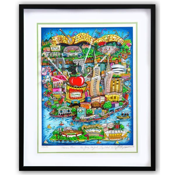 Charles Fazzino- 3D Construction Silkscreen Serigraph "There's Music... New Jersey, New York, Long I