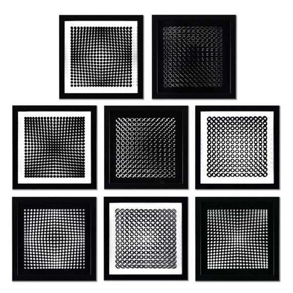 Victor Vasarely (1908-1997), "Trois Dimensions Optique de la série Cinetiques (Set of 8)" Framed 197