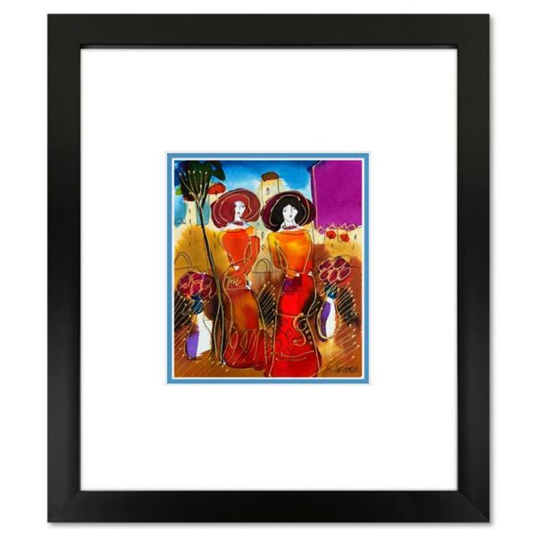 Moshe Leider, Framed Original Mixed Media Watercolor Painting, Hand Signed with Letter of Authentici