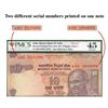 Image 1 : Incorrectly Positioned Sheet Cutting Error Ten Rupees Banknote Signed by Raghuram G Rajan of Republi