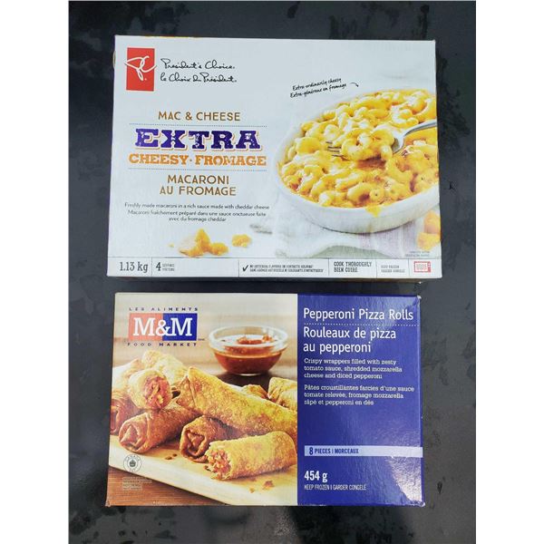Mac & Cheese Extra Cheesy Macaroni (1.13kg), Pepperoni Pizza Rolls (454g)