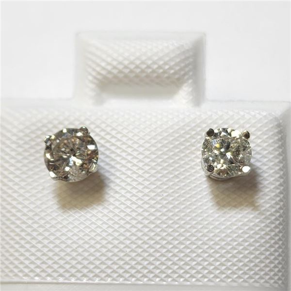 14K White Gold Diamond (0.52Ct,I1-3,F-H) Earrings (~weight 0.53g), Made in Canada, Appraised Retail 