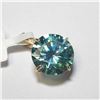 Image 2 : 14K Yellow Gold Greenish Blue Moissanite(8ct) Pendant (~weight 1.66g), Made in Canada, Appraised Ret