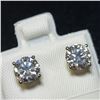 Image 2 : 14K White Gold Moissanite(1.5ct) Earrings (~weight 1.02g), Made in Canada, Appraised Retail $1365